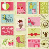 cartoon illustration stamp 02 vector
