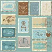 cartoon illustration stamp 05 vector