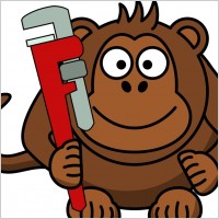 Cartoon Monkey with Wrench