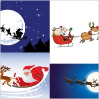 cartoon santa claus and elk vector