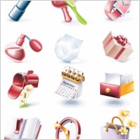 cartoon style a red icon set vector