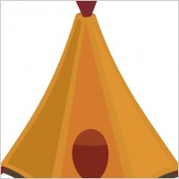 Cartoon Tipi Tent With Red Flag clip art