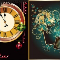 champagne and other elements of vector butterfly clock
