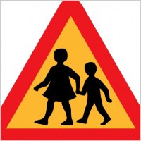 Child And Parent Crossing Road Sign clip art