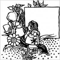 Child In Garden Title Page clip art