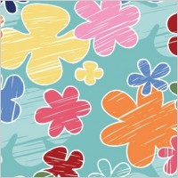 Children’s crayon flower vector pattern- Free