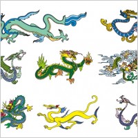 chinese classical dragon vector of the two