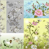 chinese style flower insect vector