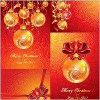 christmas balls hanging with ribbons fine vector