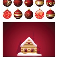 christmas balls hanging with the house vector