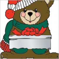 Christmas Bear Wih Present clip art