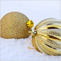 christmas decorations in the snow