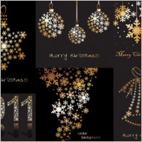 christmas decorations snowflakes composed of vector