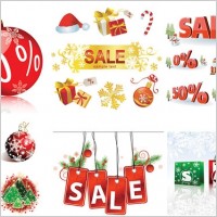 christmas sales discount decorative elements vector