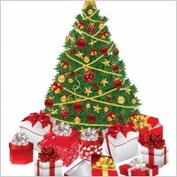 Christmas Tree with Gifts Vector Illustration