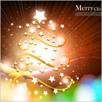 christmas tree with star vector fantasy background