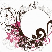 Circle Frame with Floral Decorations Vector Graphic