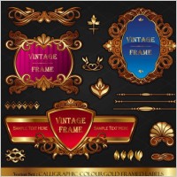 classic europeanstyle bottle stickers and patterns 02 vector