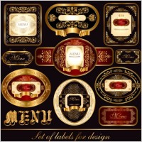 classic europeanstyle bottle stickers and patterns 06 vector