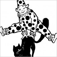Clown Jumping Over Cat clip art