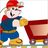 Coal Miner Pushing Cart clip art
