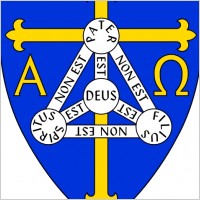 Coat Of Arms Of Anglican Diocese Of TrinidadIncludes Christian Symbols Of Cross, Alpha And Omega, And Shield Of Trinity clip art