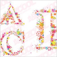 Colored flowers composed of letters