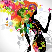 Colorful Floral Girl Silhouette