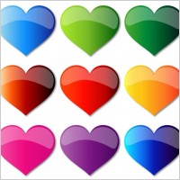 Colorful Glass Hearts