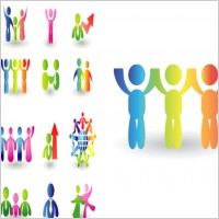 colorful threedimensional dynamic humanoid icon vector 2