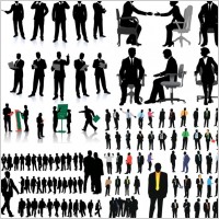 commercial whitecollar office silhouette vector