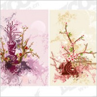 Comparison of modern and classical material Plum vector illustrations