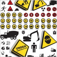 construction please note that security icon vector