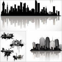 cool vector silhouette of the city
