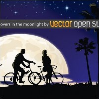Couple of lovers in the moonlight