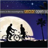 Couple of lovers in the moonlight
