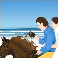 Couple on the hourse free vector
