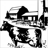 Cow And Barn clip art