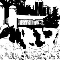 Cow On Farm clip art