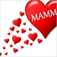 Cuore per la festa della mamma con una scia di cuoricini