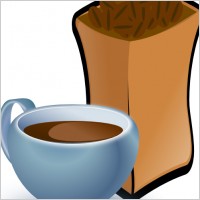 Cup Of Coffee With Sack Of Coffee Beans clip art