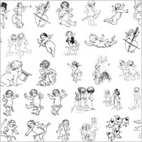 cupid vector line drawing