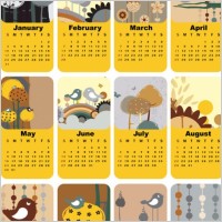 cute bird theme 2010 calendar template vector