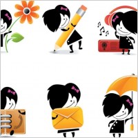 cute cartoon character icons vector