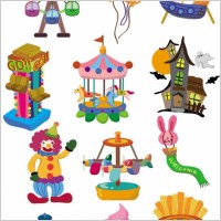 cute cartoon icon playground 02 vector