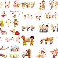 cute christmas characters vector