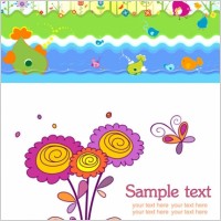 cute colorful flowers theme vector