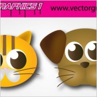 Cute Dog and Cat Vector Graphics