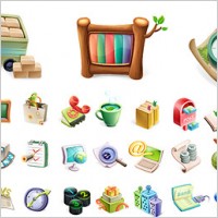 Cute exquisite three-dimensional icon vector material-1