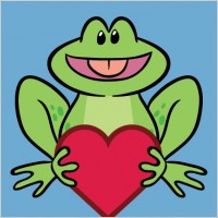 Cute Frog holding a Heart